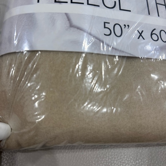 Fleece Throw Blanket • Sandy/Tan • New in Package • 50” x  60” • - Picture 2 of 5